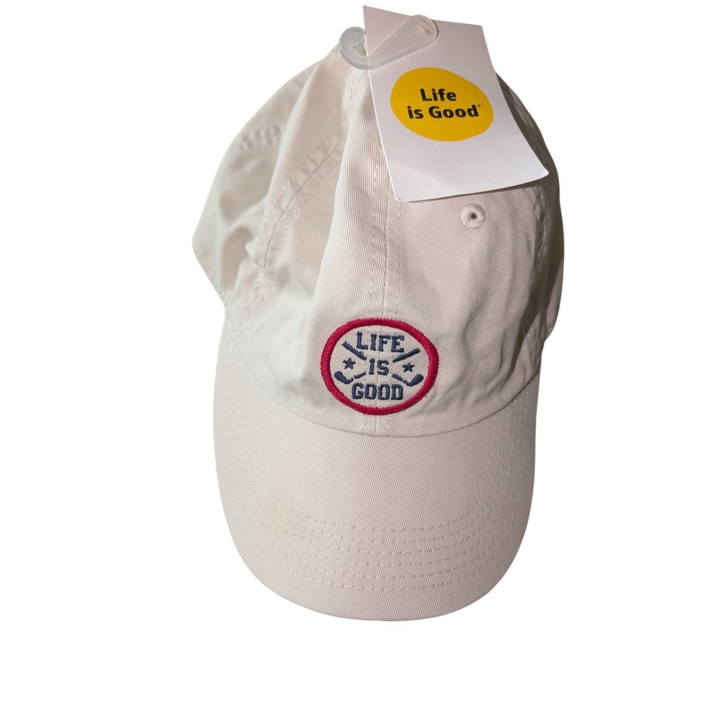 Life is Good Golf Patch Baseball Cap Off White Adjustable Cotton Dad Hat NWT